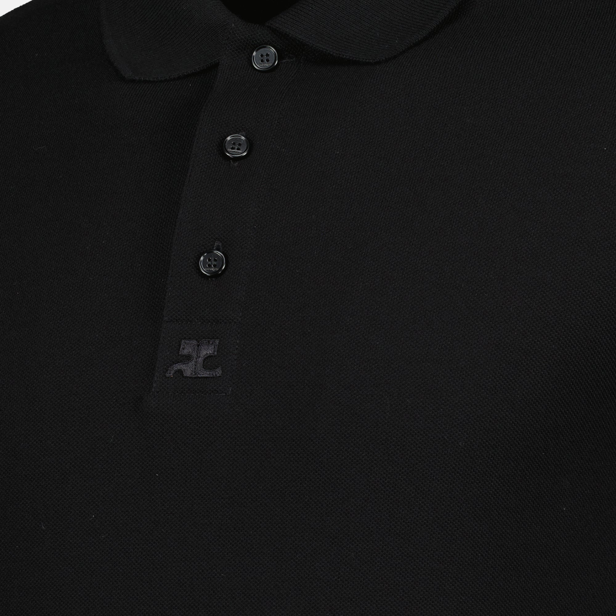 Imagen de la camisa polo de algodón negro de la marca Courrèges para Hombre - Temporada Primavera-Verano 2026 - Vista Detallada_1