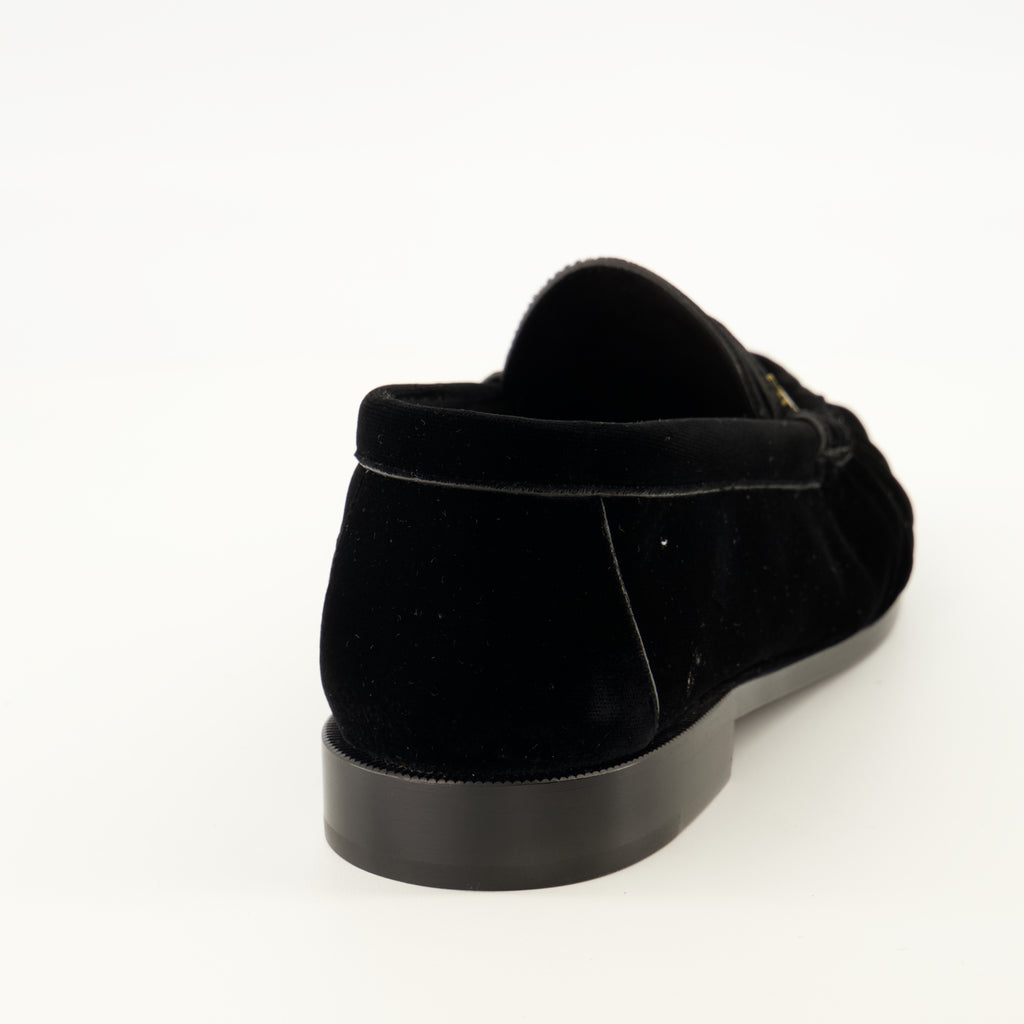 Mocassins Mocassino in Velluto Nero Saint Laurent Noir Homme