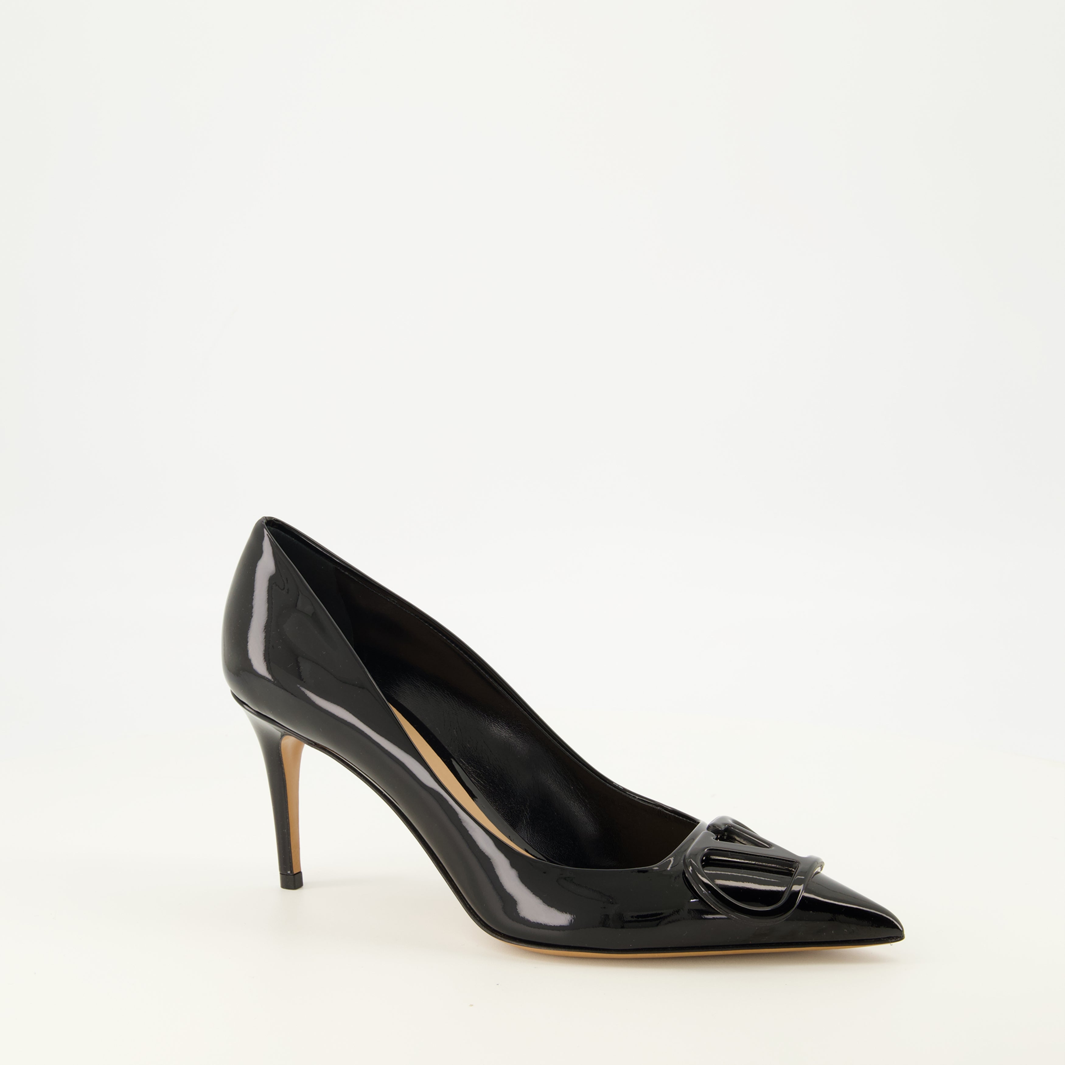 Escarpins Escarpins VLogo en cuir verni noir Valentino Garavani Noir Femme