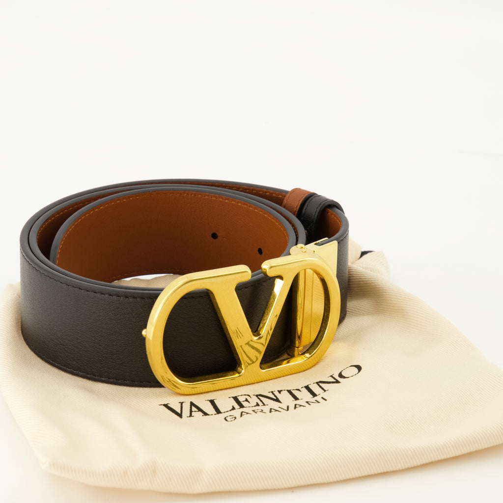 Ceintures Reversible VLogo Belt Brown and Black 40 mm Valentino Garavani Marron Femme