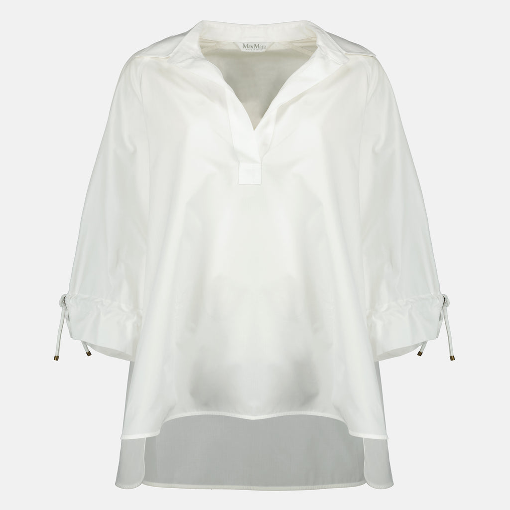 Immagine dell'articolo Blusa bianca in popeline di cotone di Max Mara per Donna - Stagione Primavera-Estate 2026 - Vista Frontale