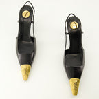 Escarpins Slingbacks Jeanne noir en cuir lisse Saint Laurent Noir Femme