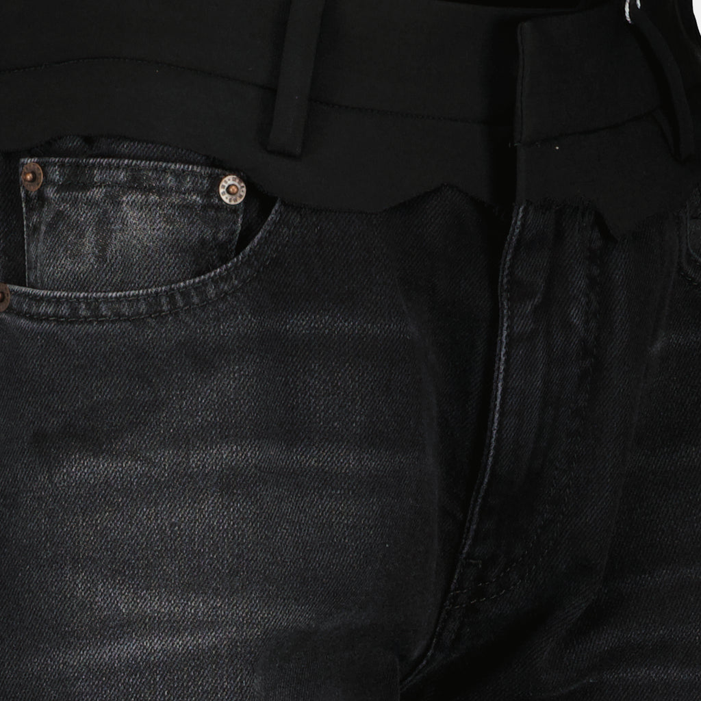 Pantalons Jean droit en denim noir Mm6 Noir Femme