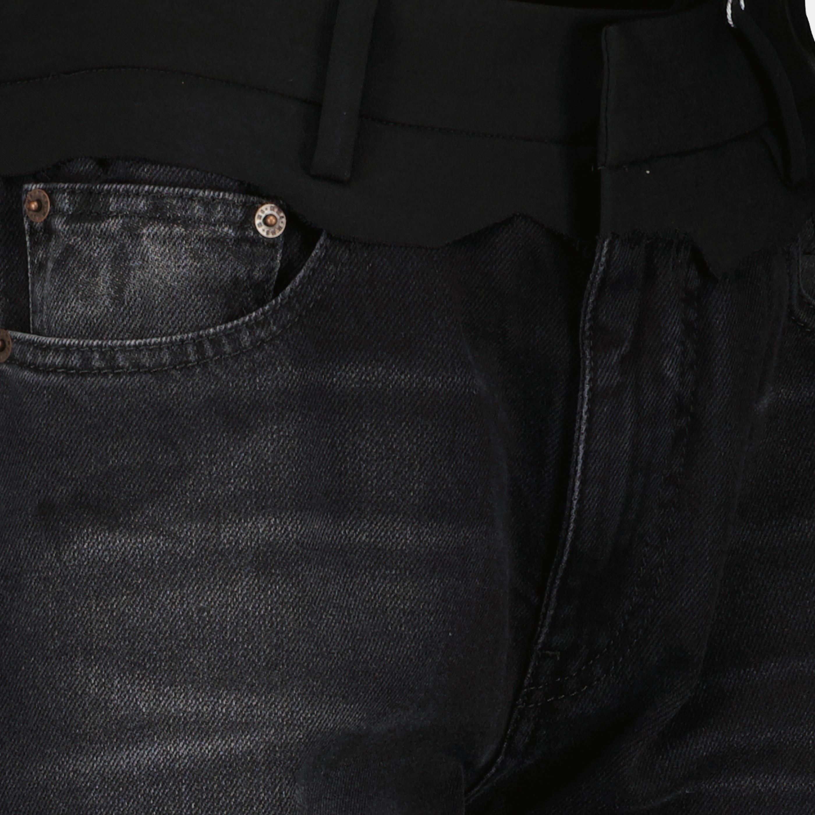 Pantalons Jean droit en denim noir Mm6 Noir Femme