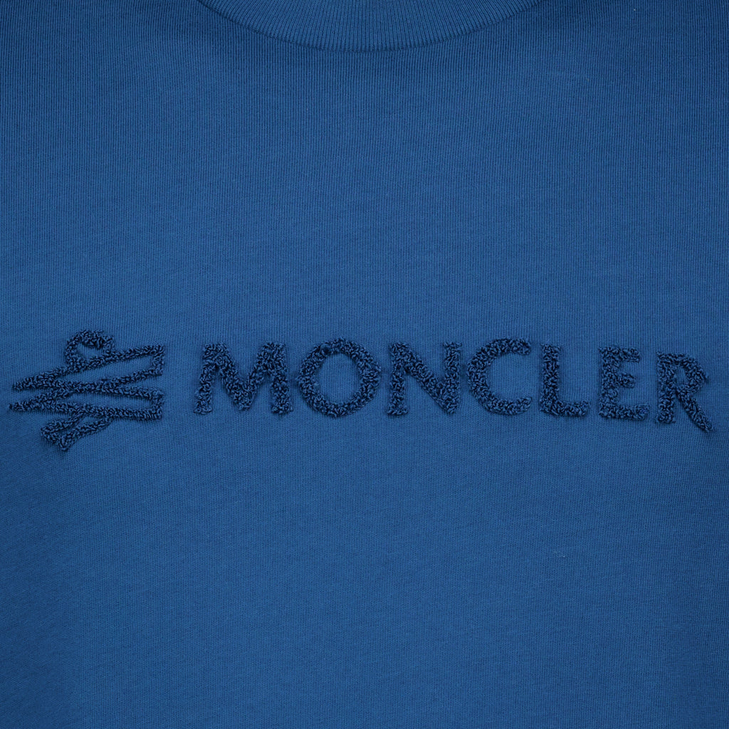 T-shirts T-shirt en coton à logo bleu Moncler Bleu Homme