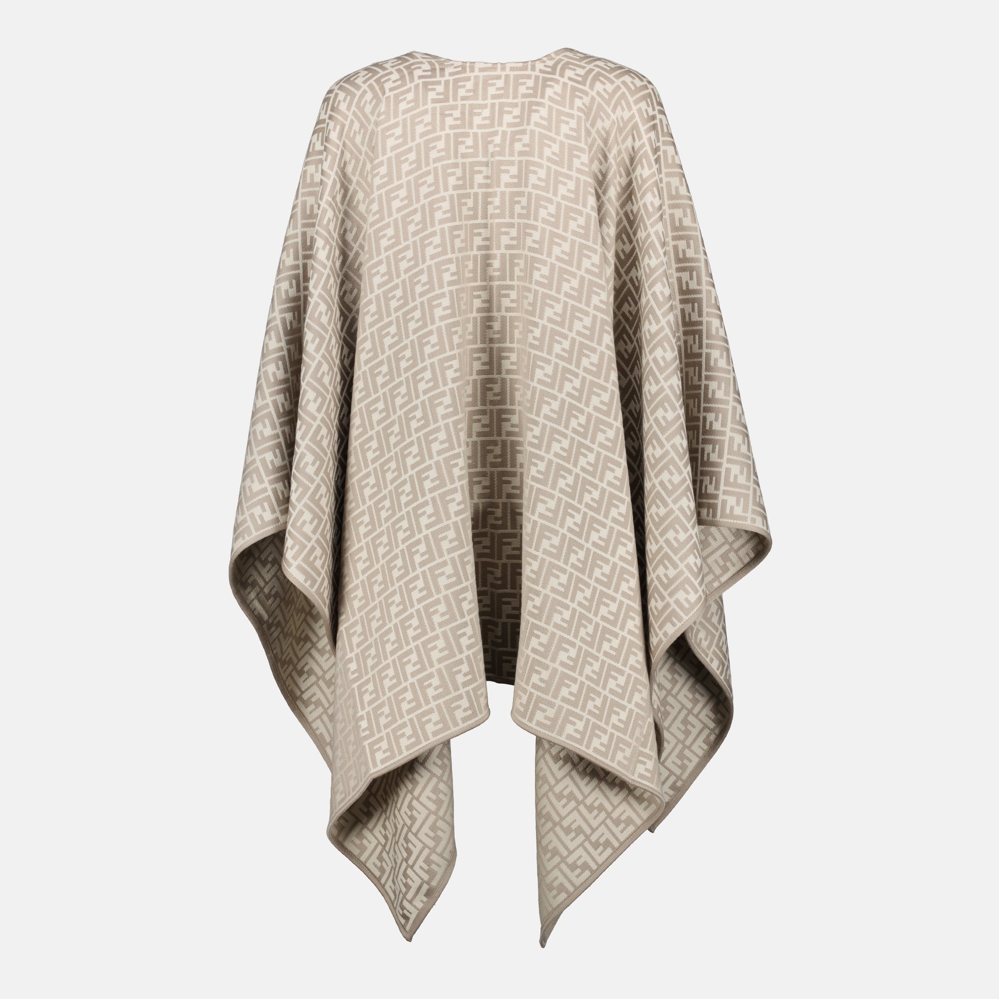 Image de l'article Poncho en laine et soie beige de la marque Fendi pour Femme - Saison Printemps-Été 2026 - Vue de Dos