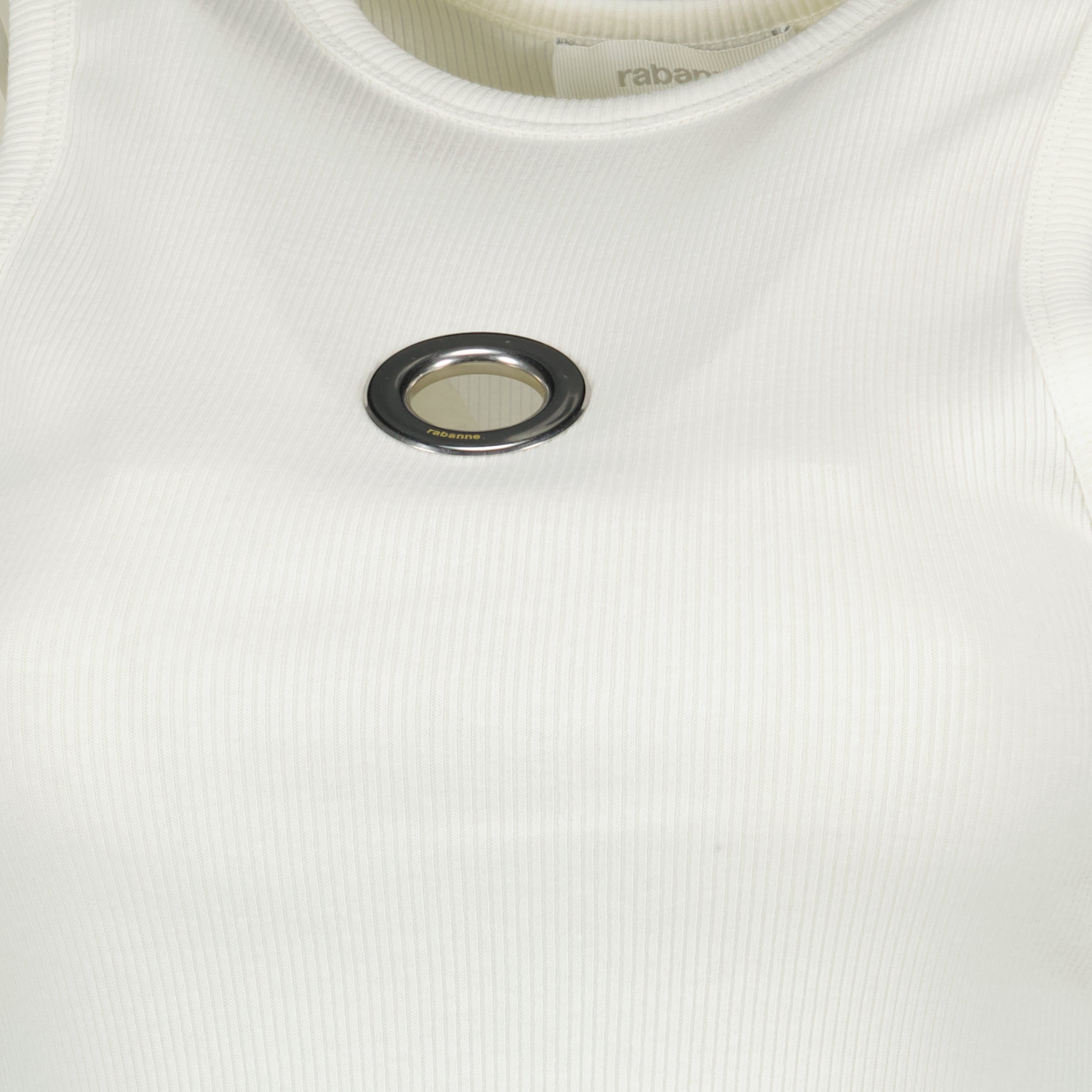 ブランドRabanneの女性用ホワイトコットンタンクトップの記事の画像 - 2026年春夏シーズン - 詳細ビュー1