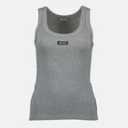 ミュウミュウの女性用グレーリブタンクトップの画像 - 2026年春夏 - 正面ビュー