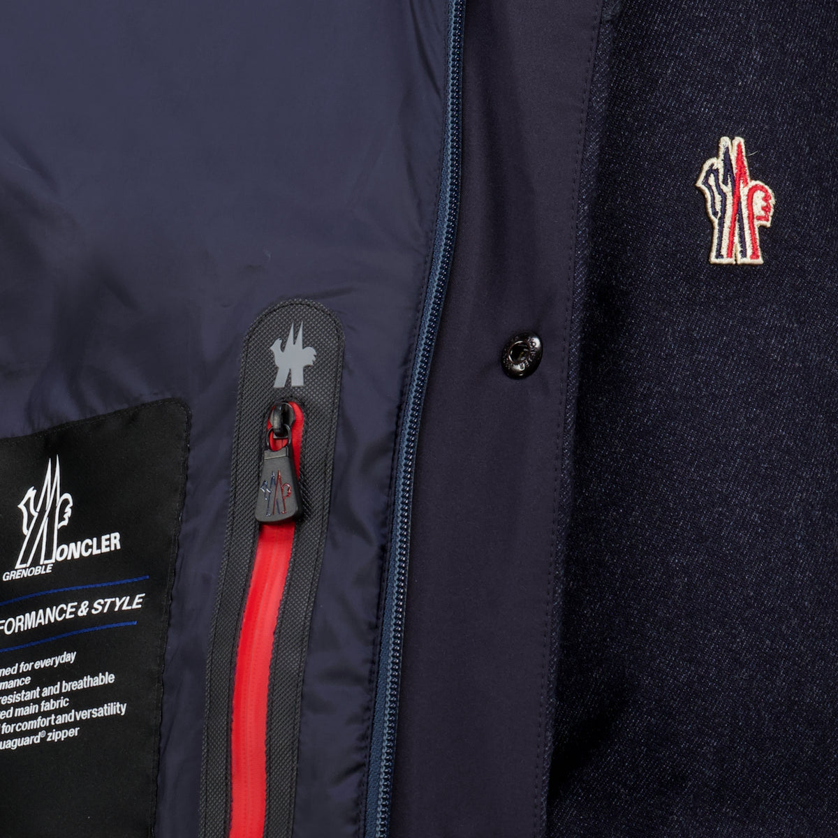 Manteaux Doudoune de ski Servance effet denim Moncler Grenoble Bleu foncé Homme