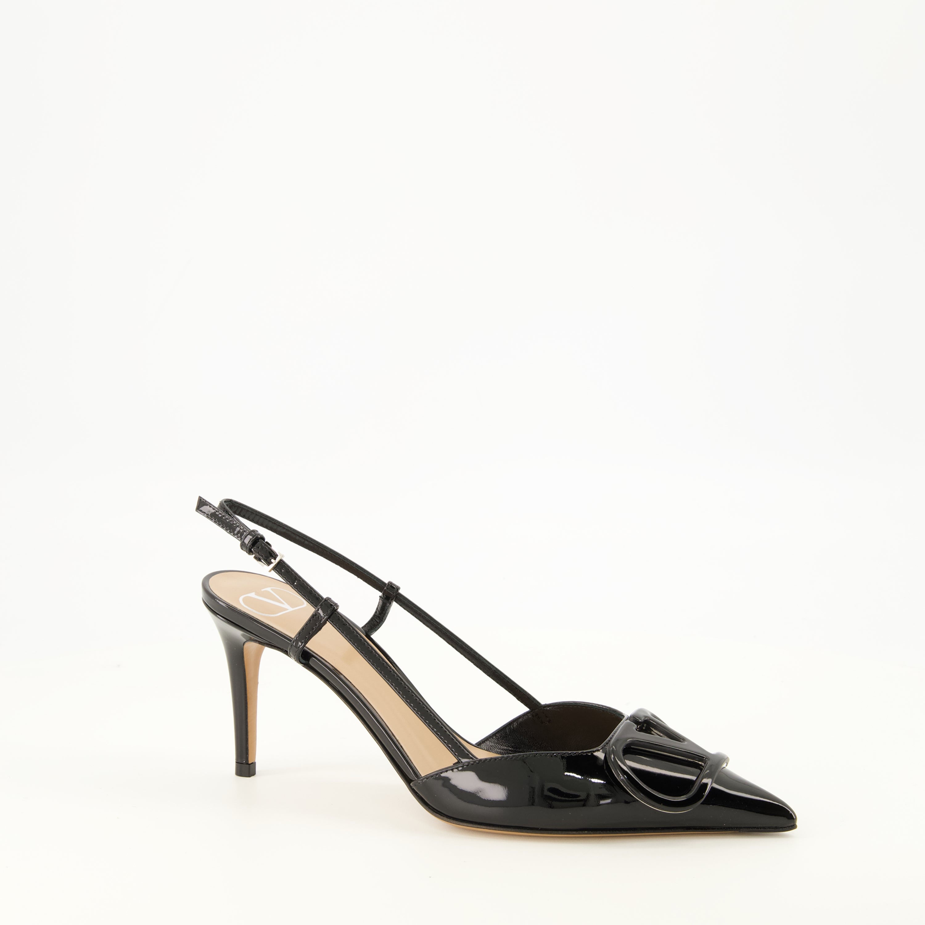 Escarpins Escarpins VLogo en cuir verni noir Valentino Garavani Noir Femme