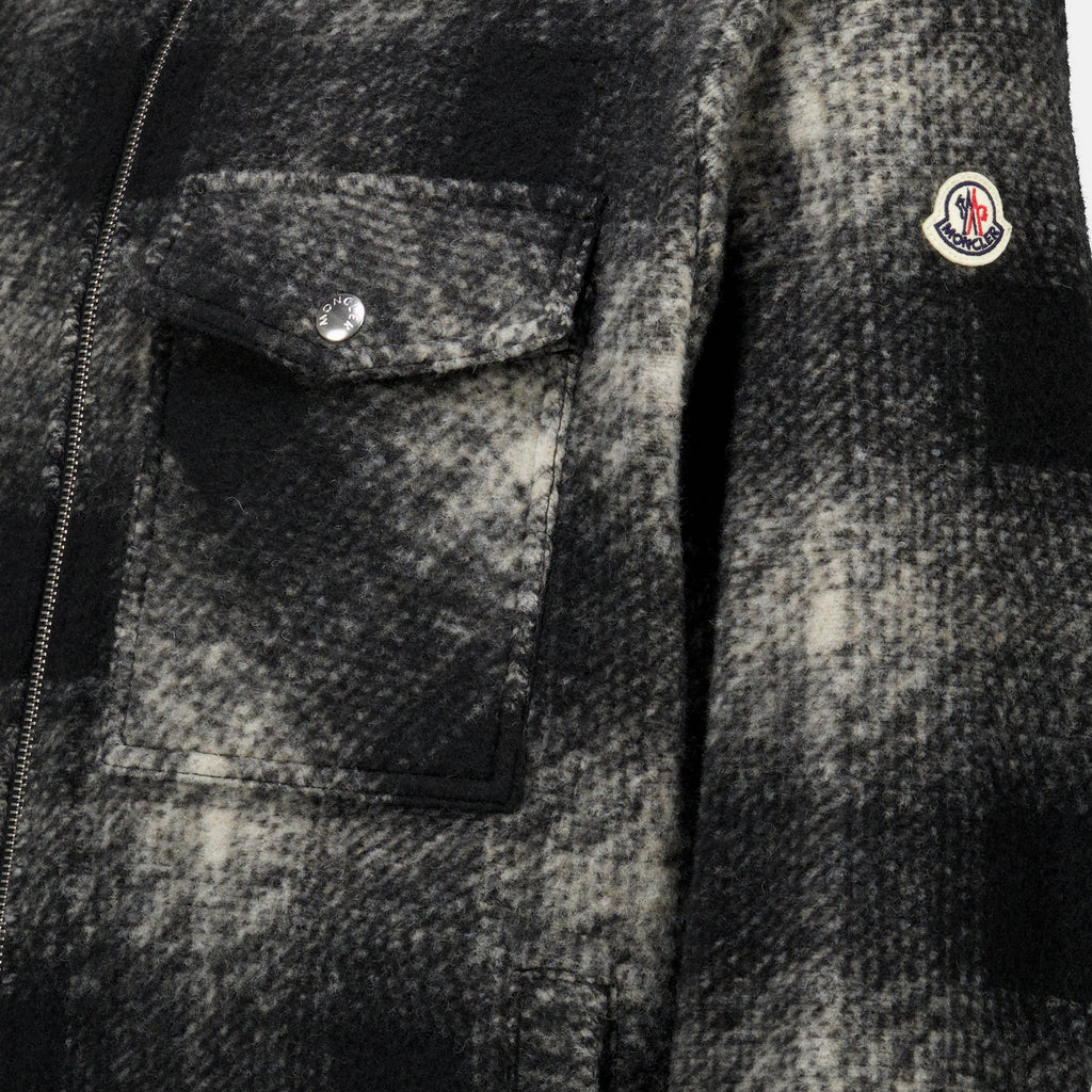 Vestes Camisa de Cuadros Negra con Cierre Moncler Noir Homme
