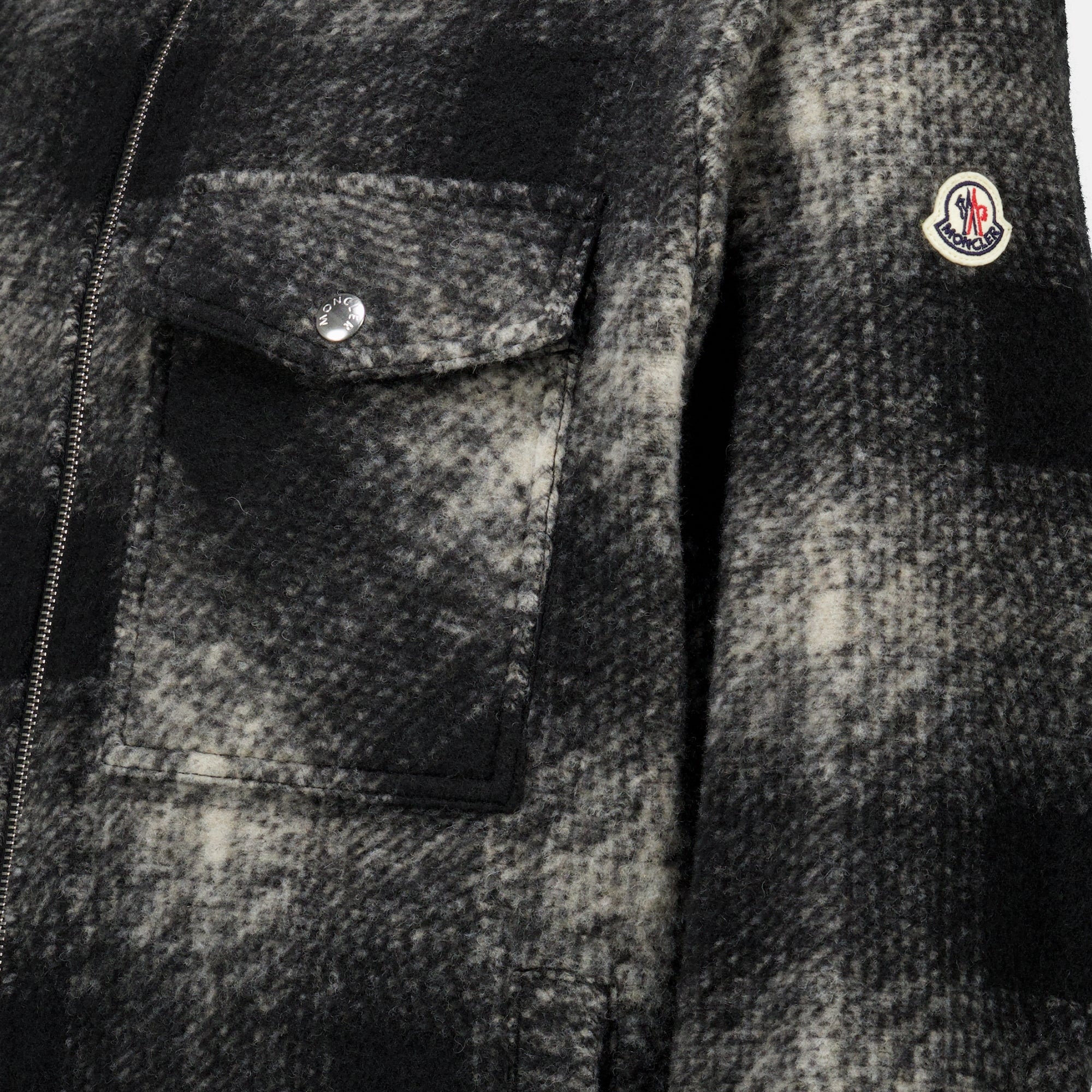 Vestes Black Checkered Zip-Up Shirt Moncler Noir Homme