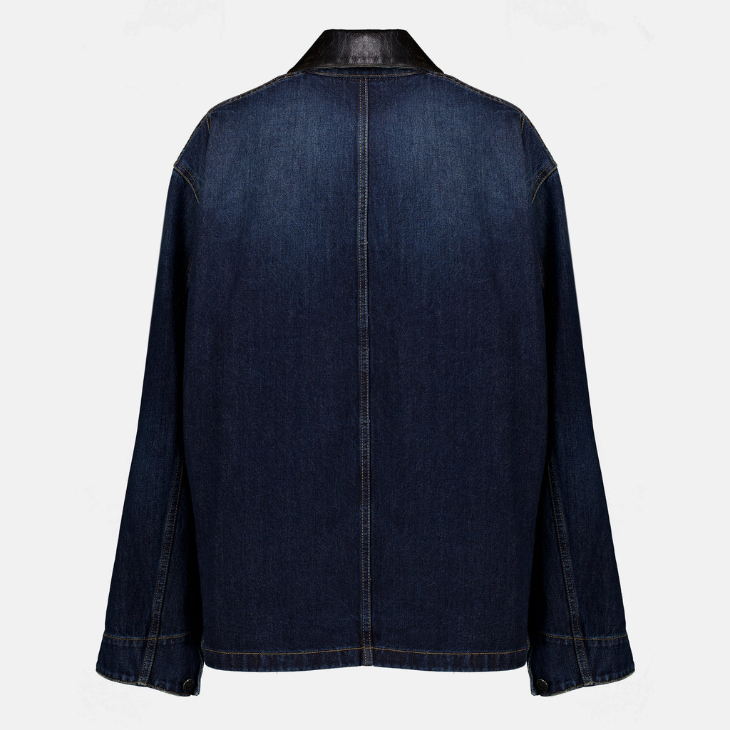 Vestes Giacca in Denim e Pelle Blu Scuro Prada Bleu foncé Femme