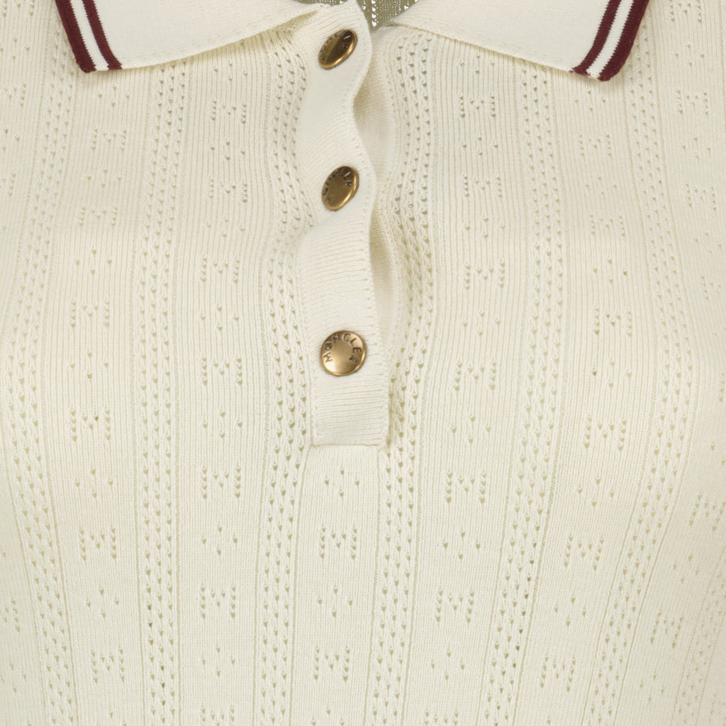 Polos Polo in Cotone Pattern Beige Moncler Blanc Femme