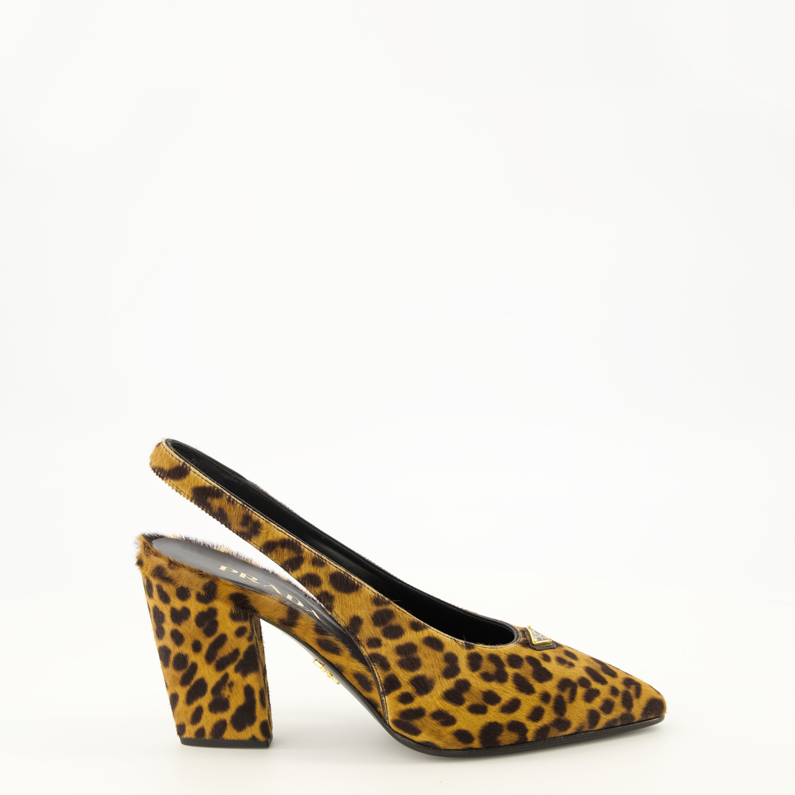 Escarpins 가죽 레오파드 프린트 펌프스 Prada Marron Femme