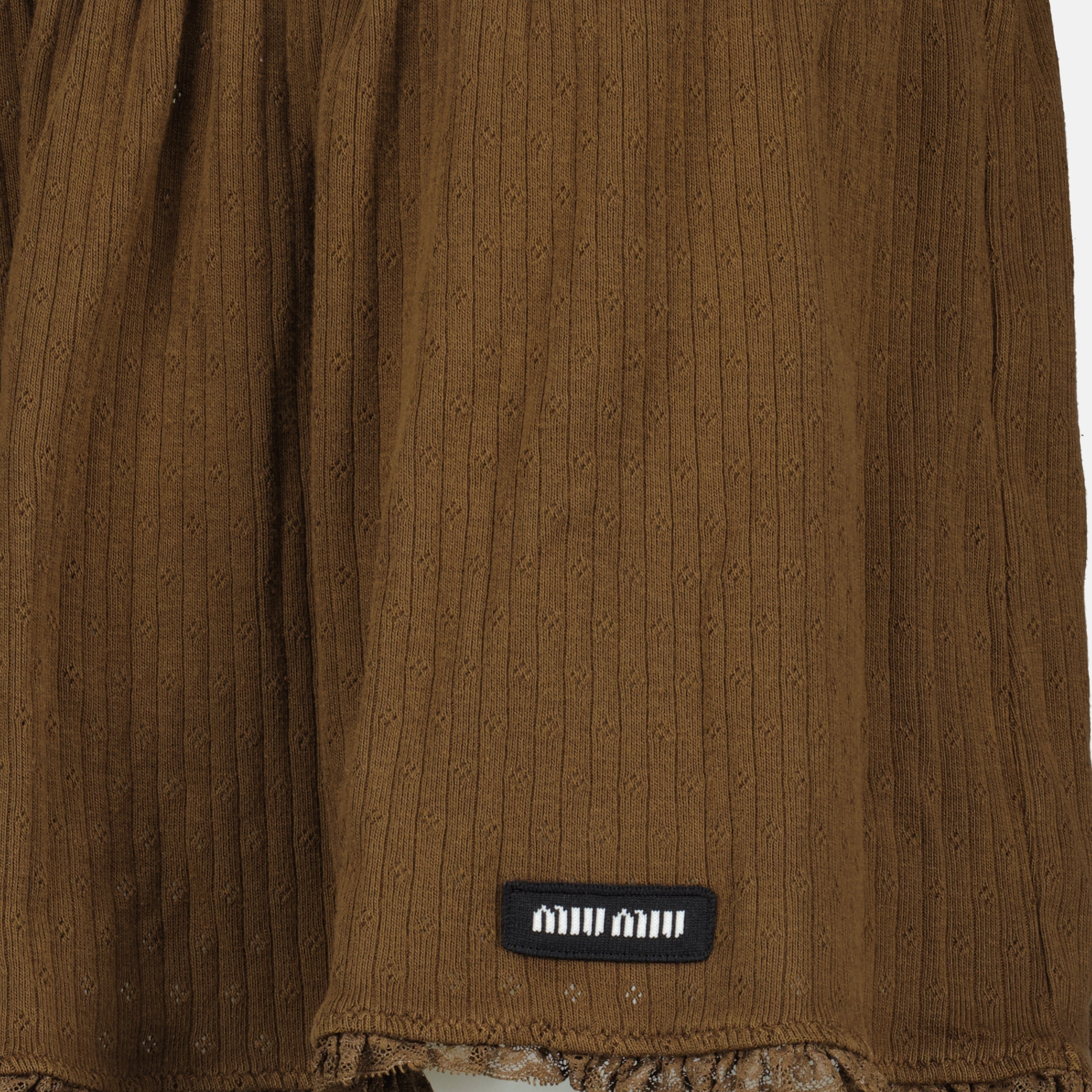 Jupes Saia Mini em Algodão Castanho Miu Miu Marron Femme