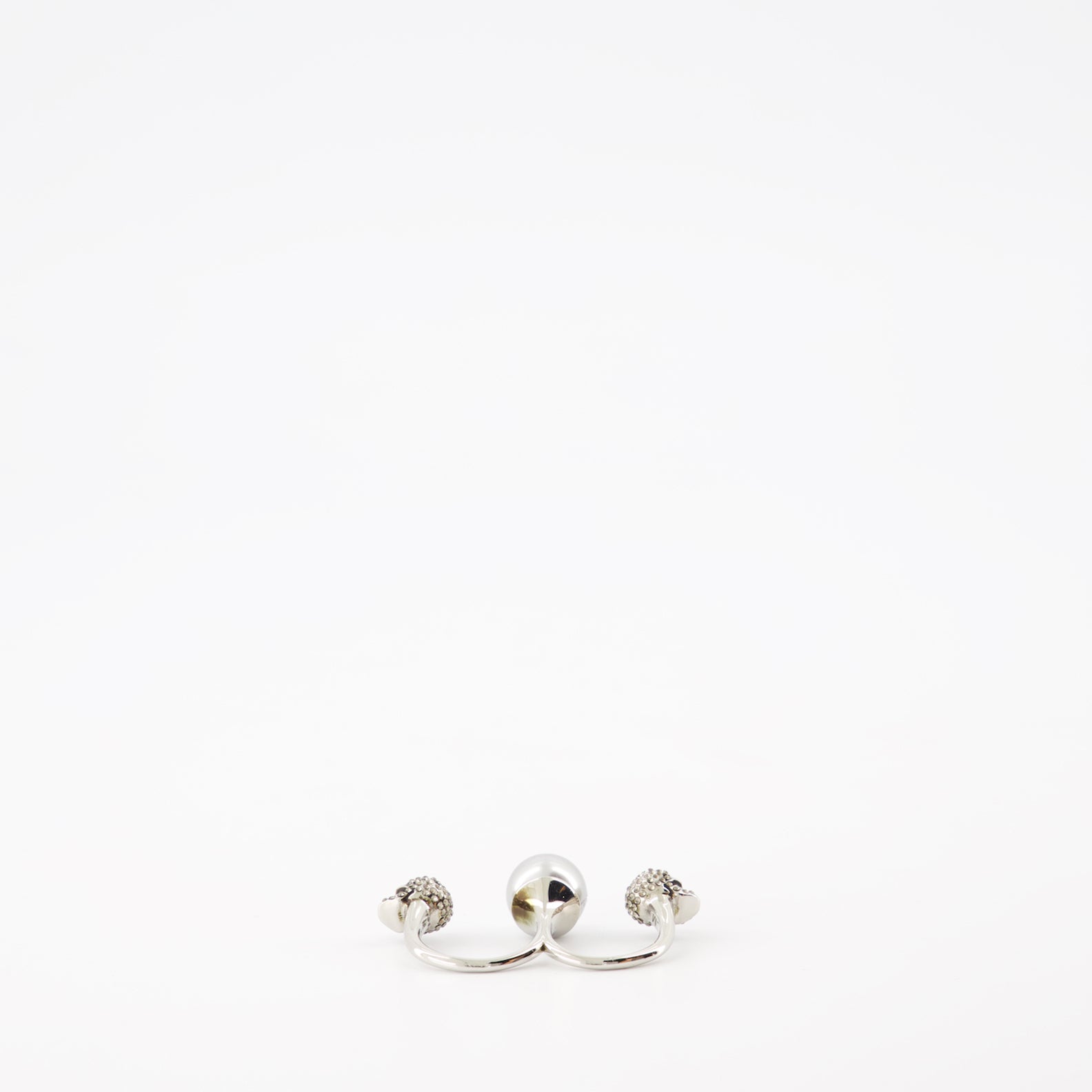 Bijoux Bague double Skull Alexander McQueen Argenté Femme