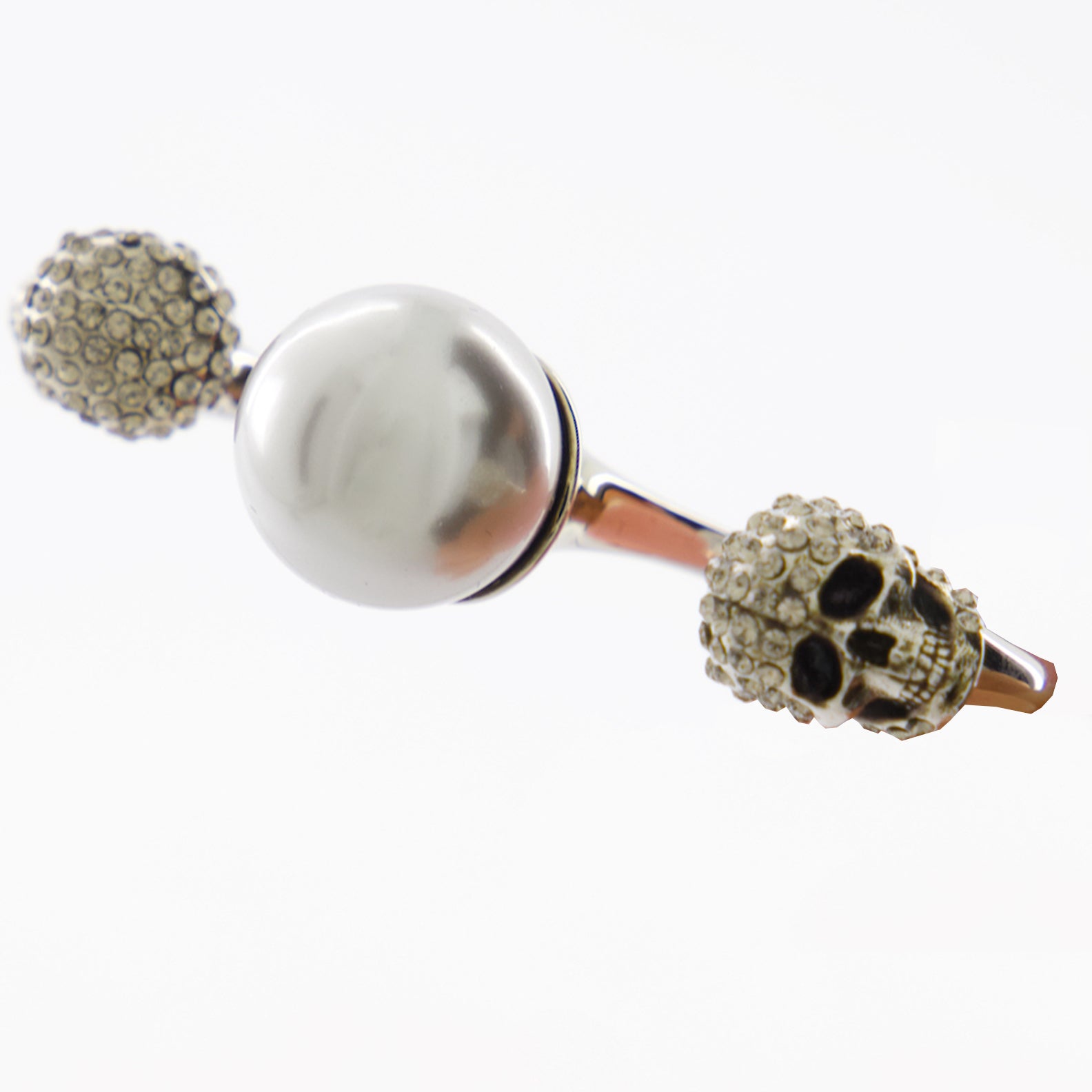 Bijoux Bague double Skull Alexander McQueen Argenté Femme