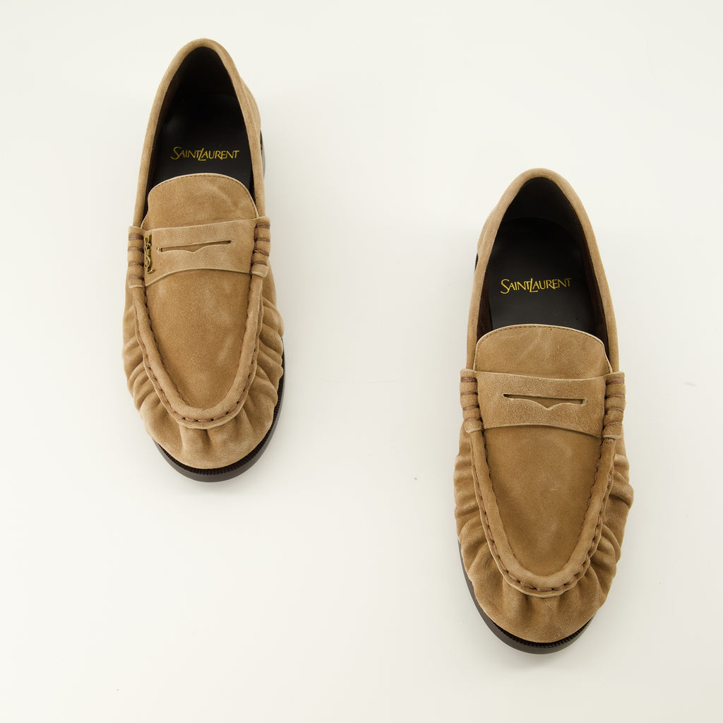 Mocassins Mocassins Loafer em Suede Bege Saint Laurent Beige Femme