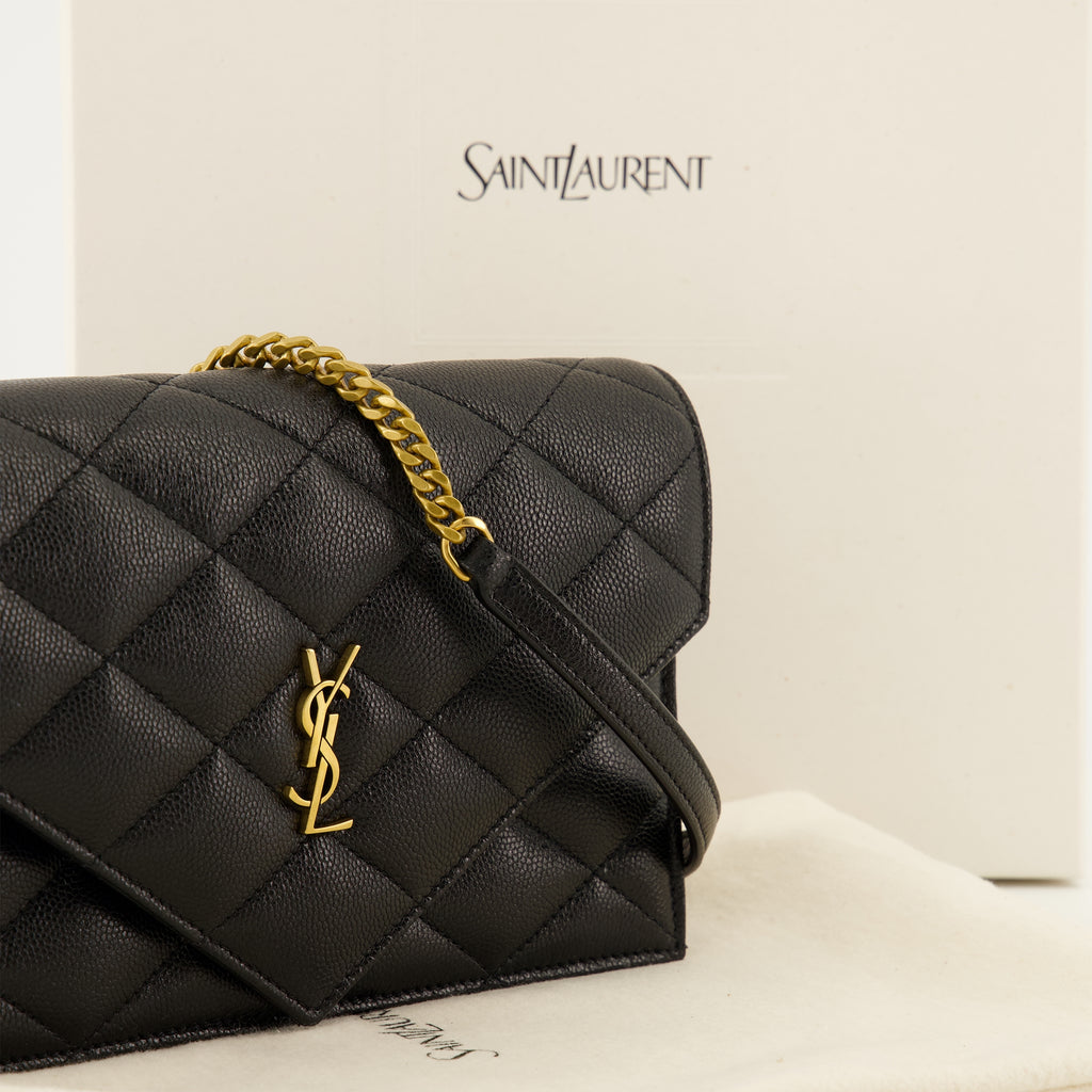 Petite maroquinerie Paris Geldbörse mit schwarzer Lederkette Saint Laurent Noir Femme