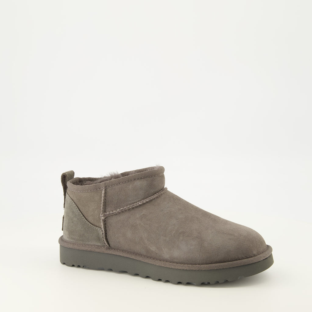 Bottines Classic Ultra Mini Grey Boots Ugg Gris Femme