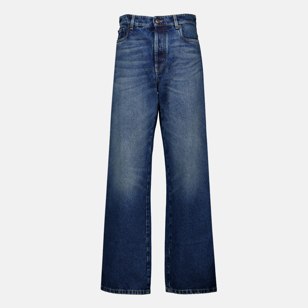 Pantalons Weite blaue Denim-Jeans Miu Miu Bleu foncé Femme