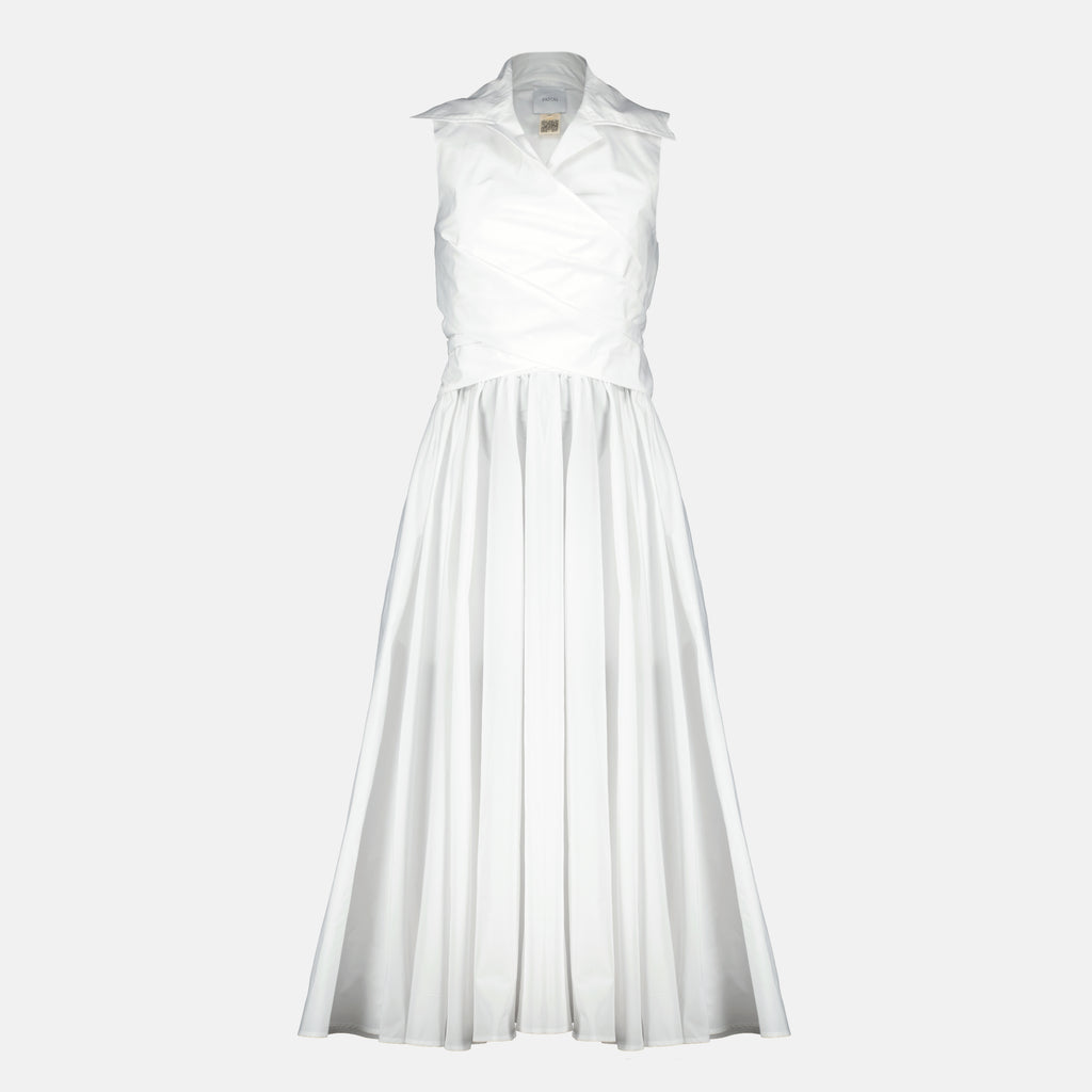 Image de l'article Robe drapée blanche en faille recyclé de la marque Patou pour Femme - Saison Printemps-Été 2026 - Vue de Face