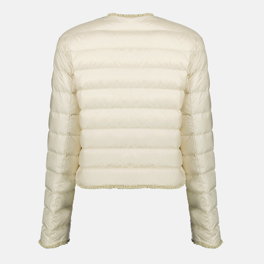 Image of the Moncler women's short floral white down jacket - Spring-Summer 2026 - Back View
