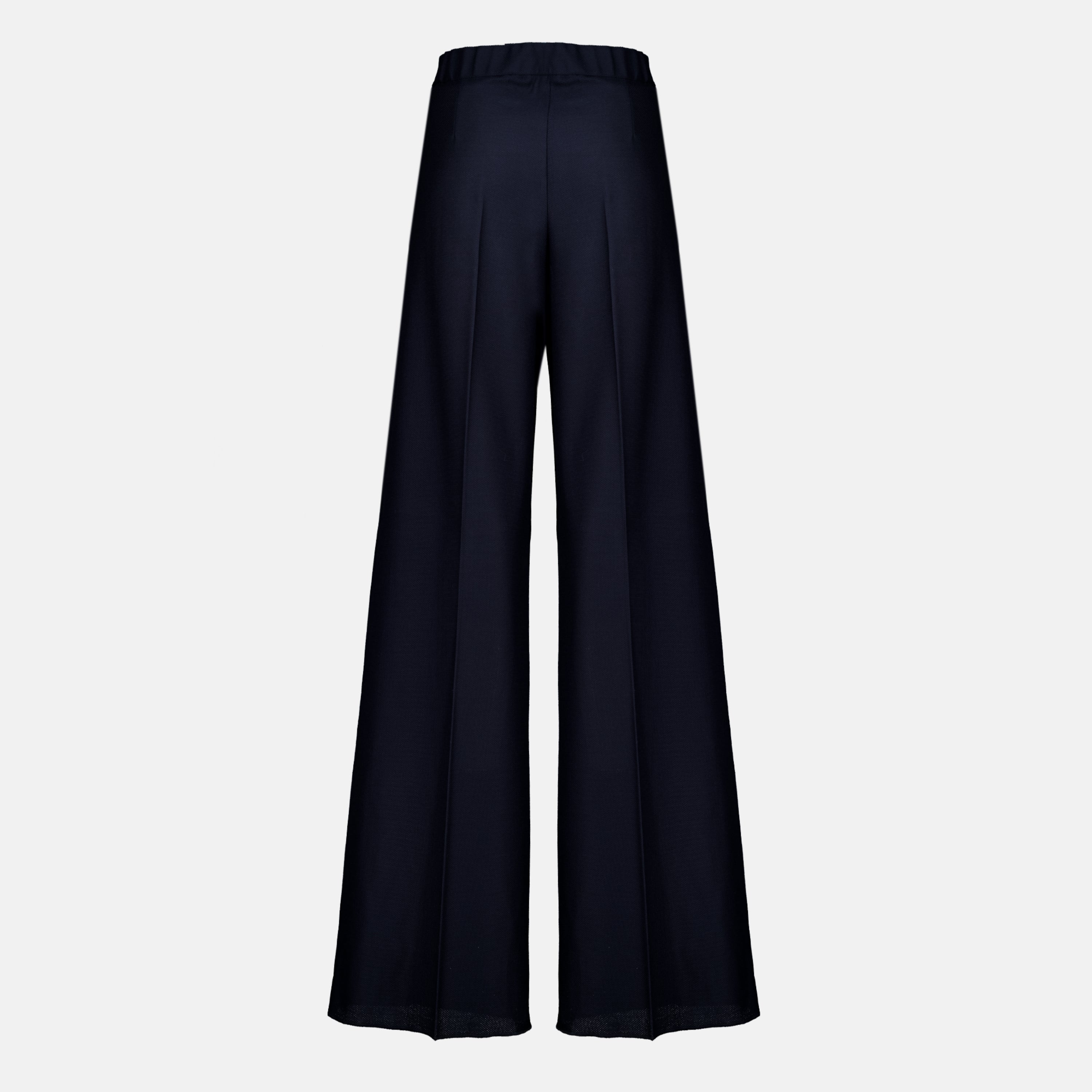 Pantalons ネイビーブルーのワイドジャージーパンツ Max Mara Bleu foncé Femme
