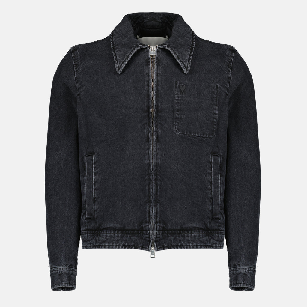 Vestes Veste zippée en denim noir Ami PARIS Noir Homme