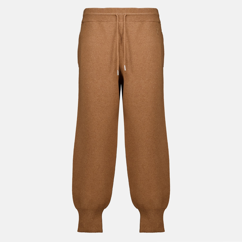 Pantalons Jogging marron en laine Ami PARIS Marron Unisexe