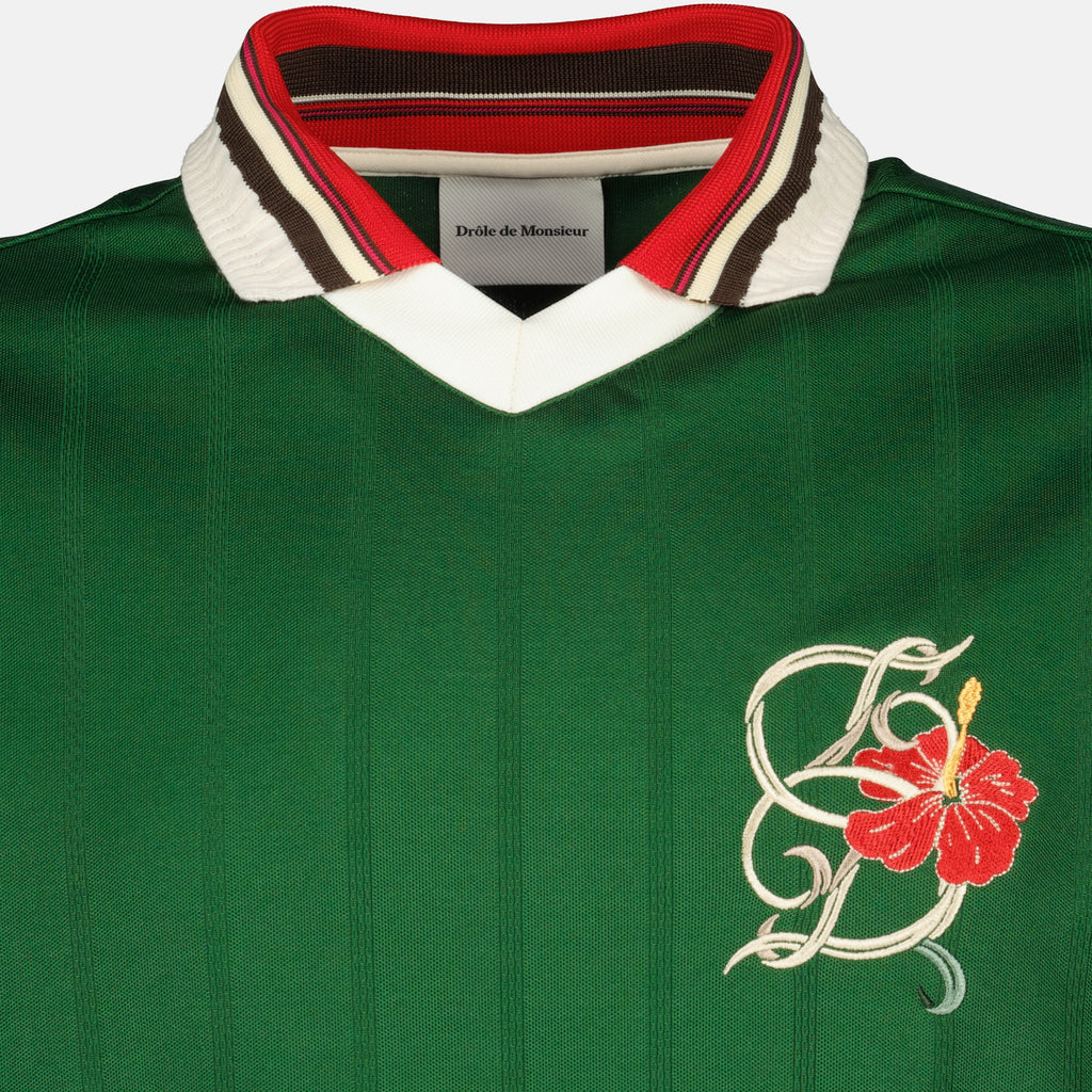 Image de l'article Polo D-Hibiscus vert en coton de la marque Drole De Monsieur pour Homme - Saison Printemps-Été 2026 - Vue détaillée_2