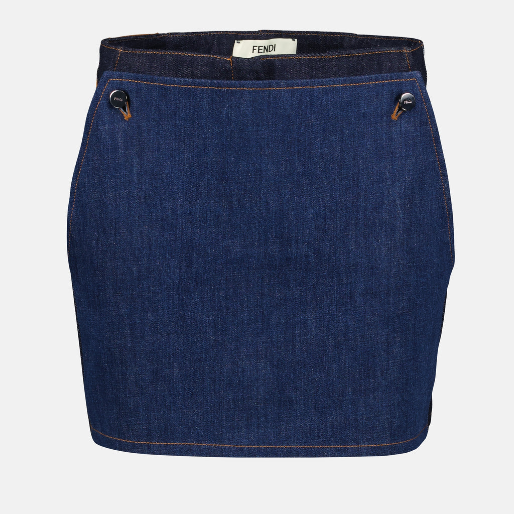 Shorts Bicolor Denim Shorts Fendi Dunkelblau Femme