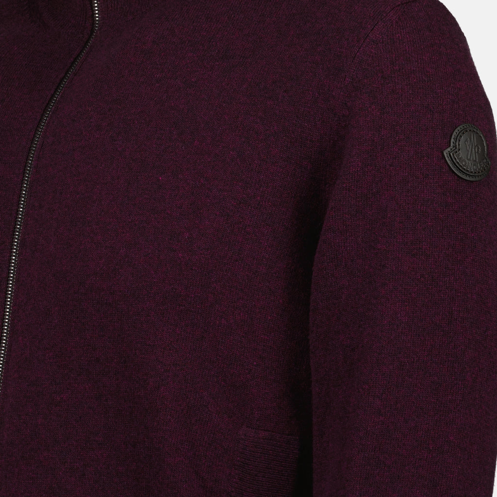 Image de l'article Cardigan bordeaux de la marque Moncler pour Homme - Saison Automne-Hiver 2025 - Vue détaillée_1