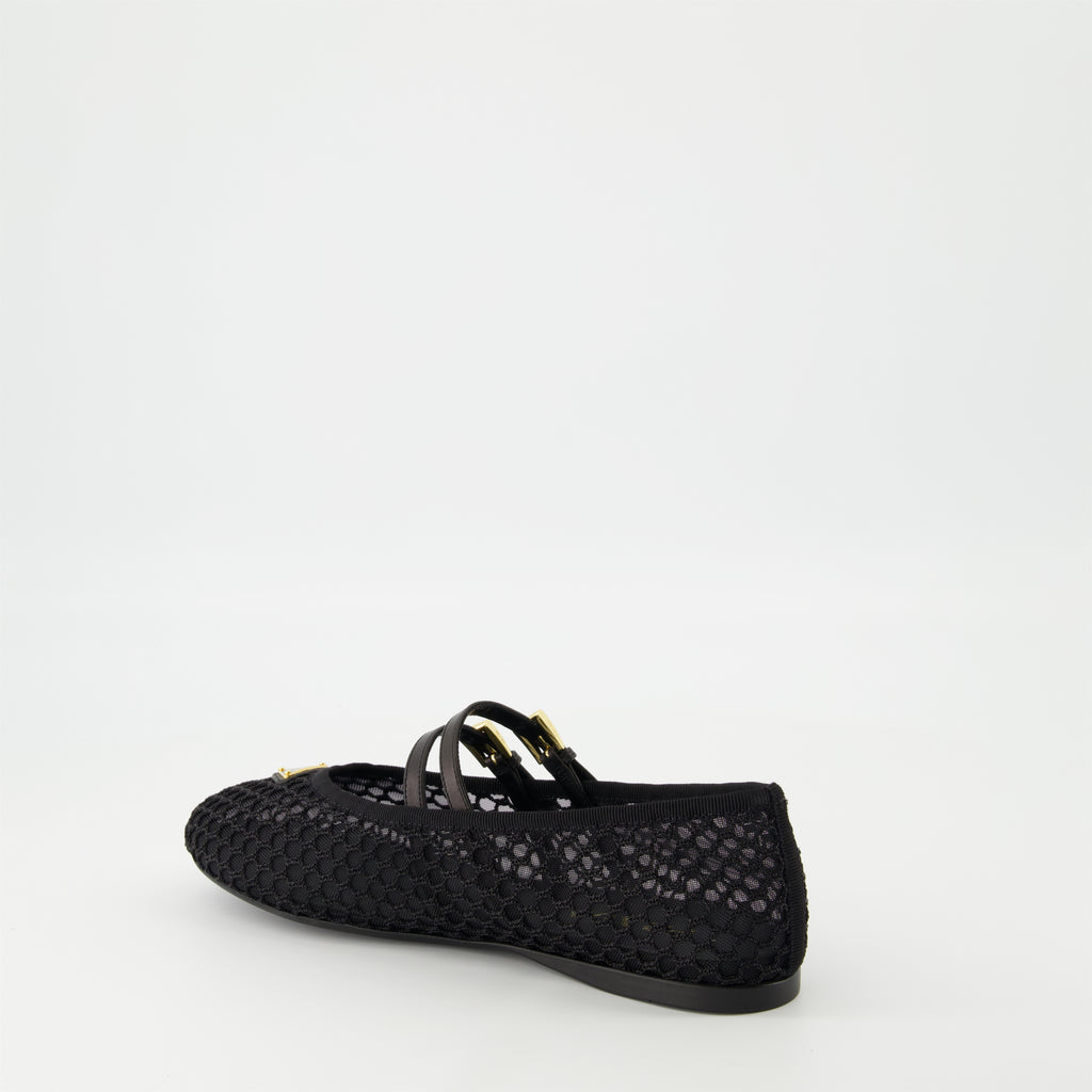 Chaussures plates Ballerines en mesh Prada Noir Femme