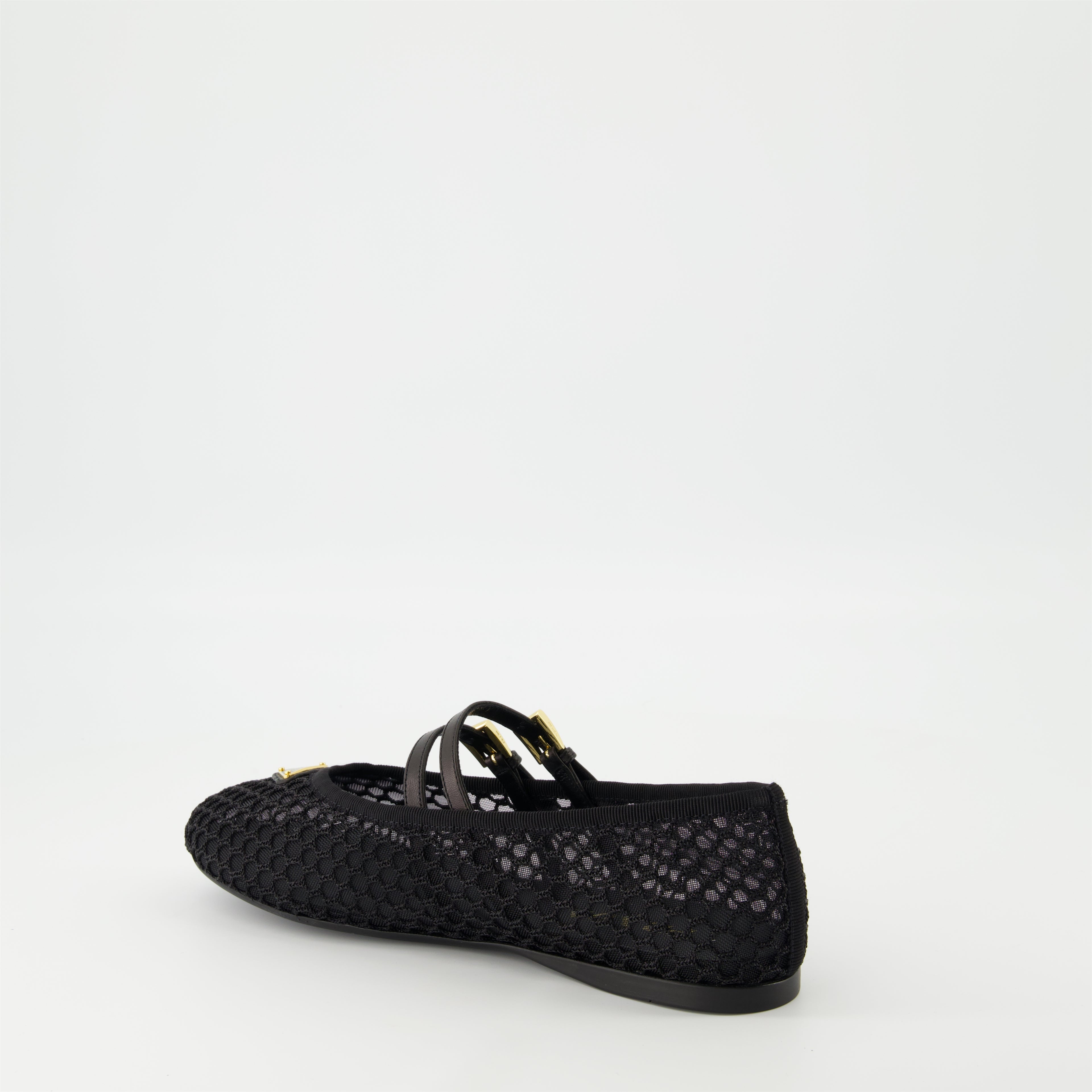 Chaussures plates Ballerines en mesh Prada Noir Femme