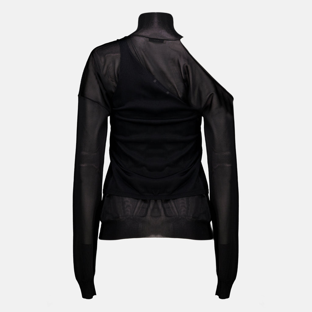 Maille Top de Organza de Seda Preta Fendi Noir Femme