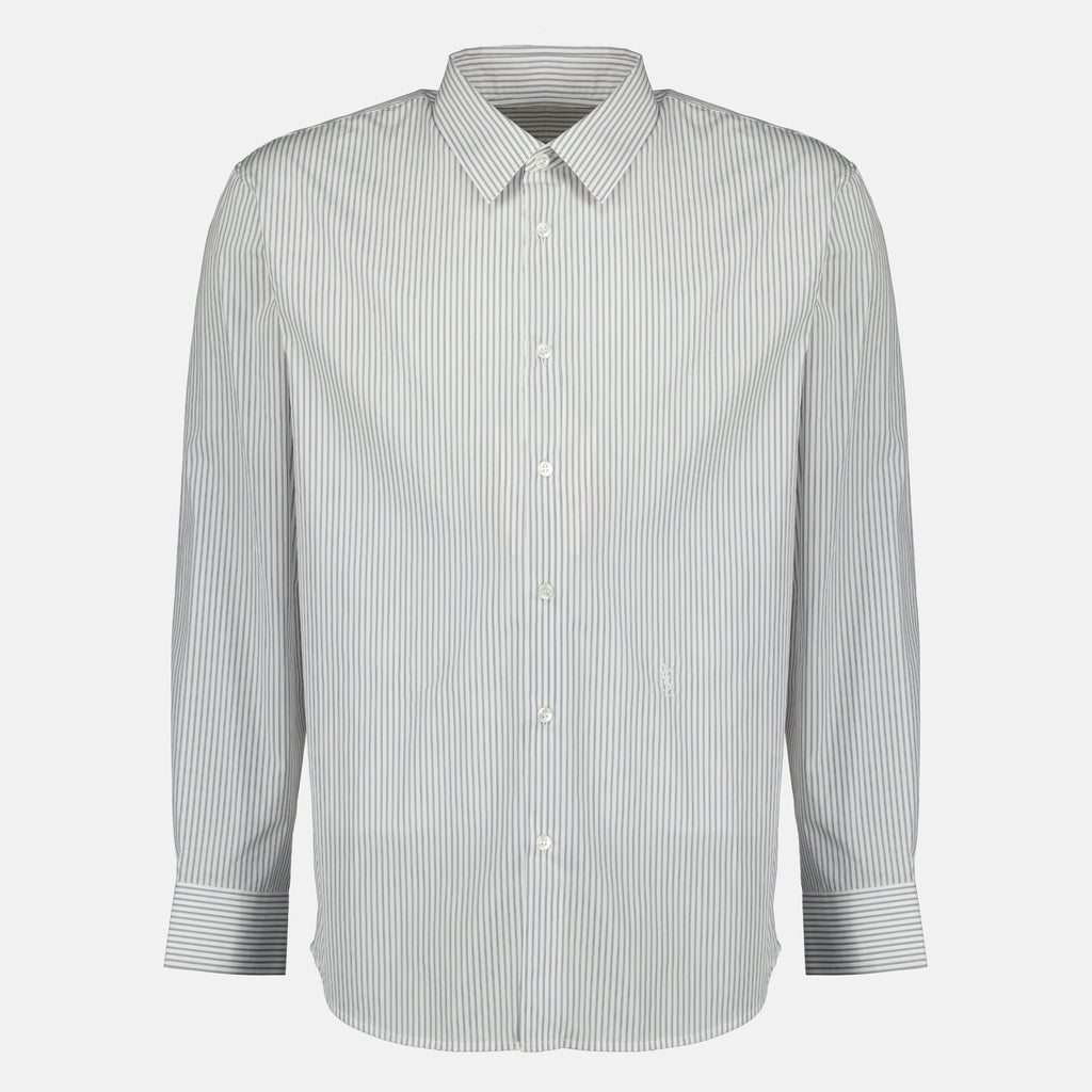 Bild des gestreiften Baumwollhemdes Cassandre von Saint Laurent für Herren - Frühjahr-Sommer 2026 - Vorderansicht