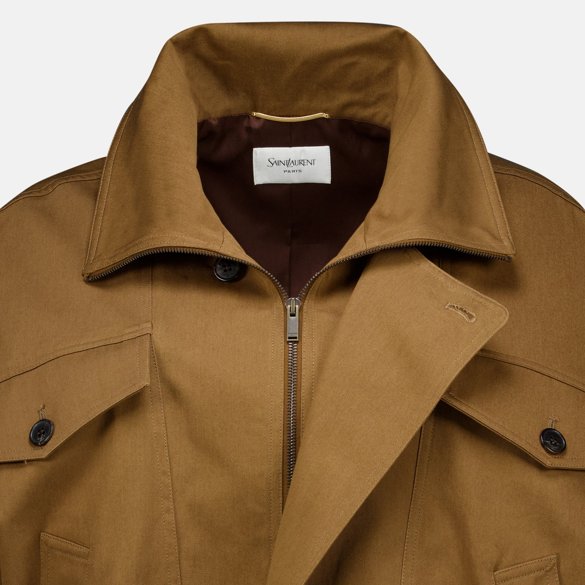 Vestes Blouson en sergé de coton Saint Laurent Marron Femme
