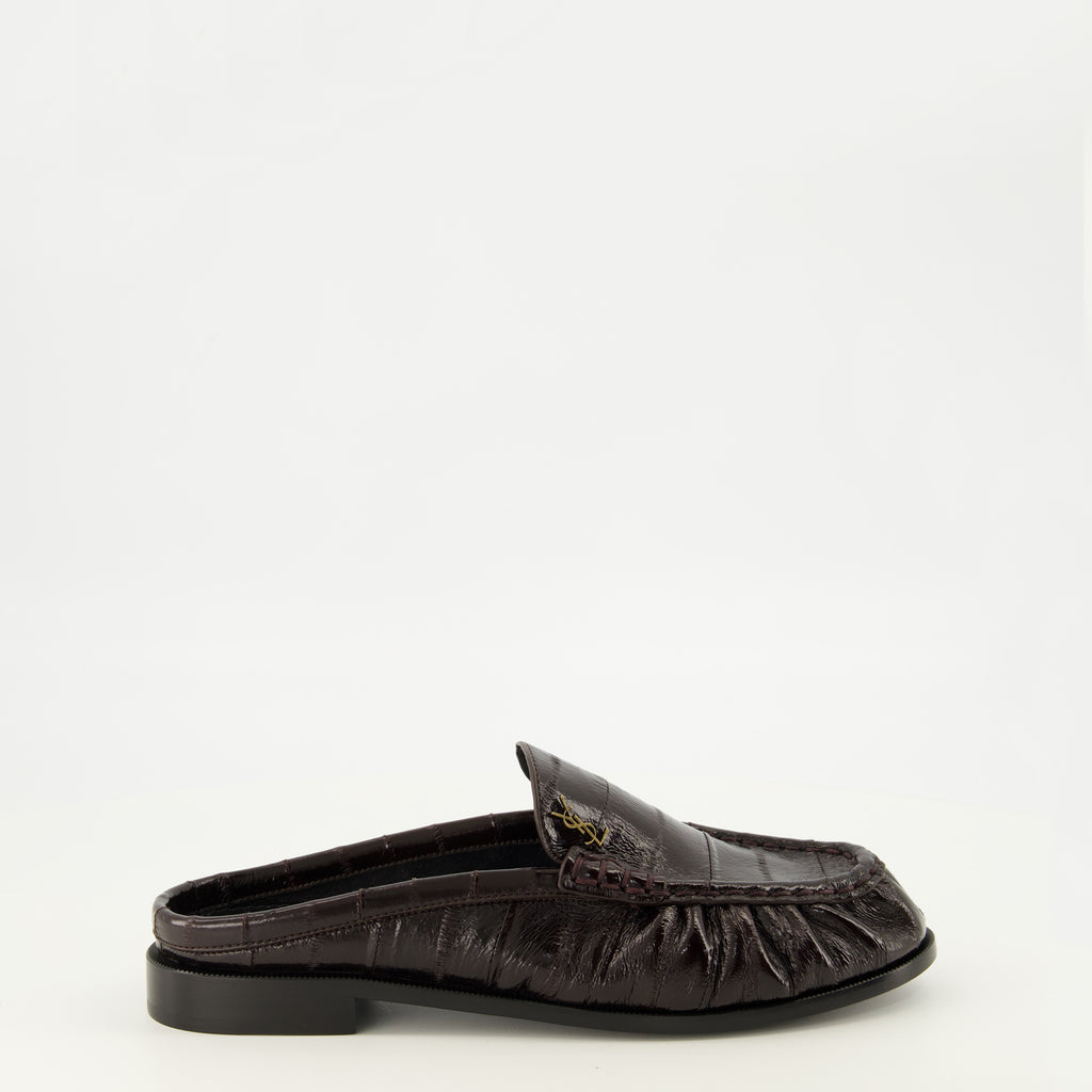 Chaussures ouvertes Mocassini Mules in Pelle Marrone Saint Laurent Marron Femme