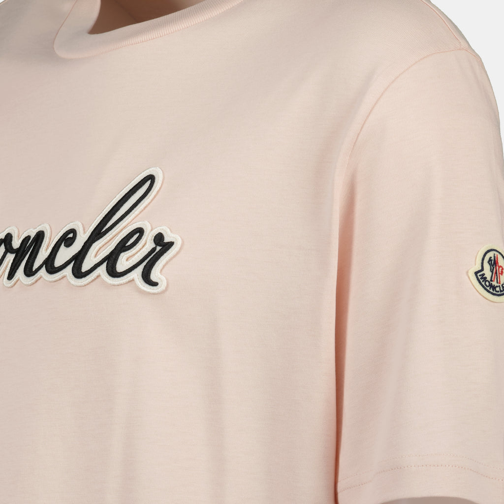 T-shirts T-shirt à logo brodé Moncler Rose Homme