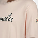 T-shirts T-shirt à logo brodé Moncler Rose Homme