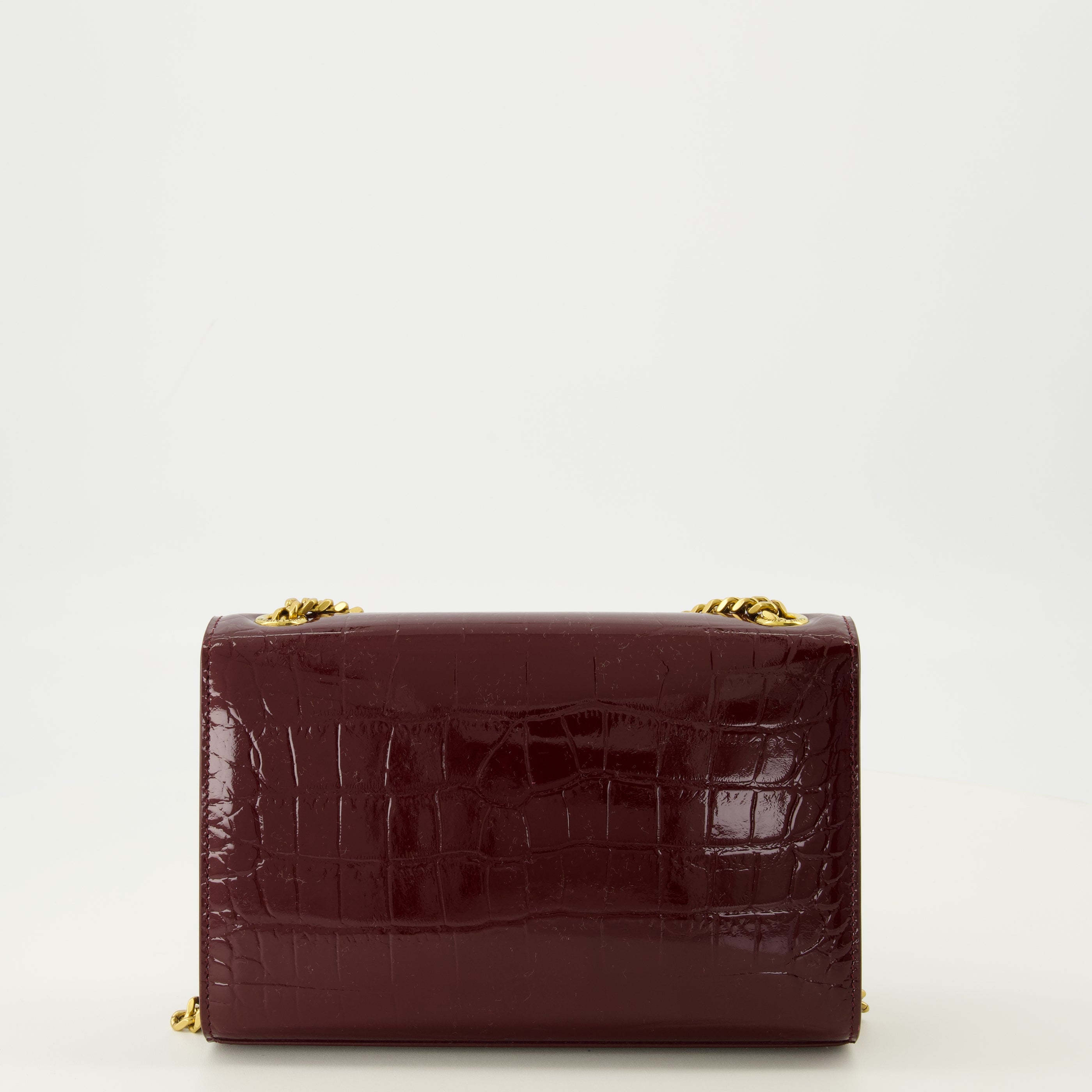 Sacs bandoulière Sac New Kate small bordeaux en cuir croco Saint Laurent Bordeaux Femme