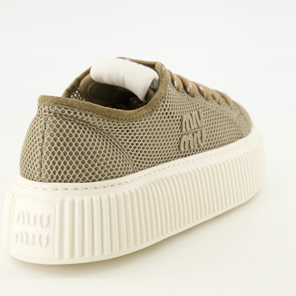 Baskets Baskets en mesh à plateforme marron Miu Miu Kaki Femme