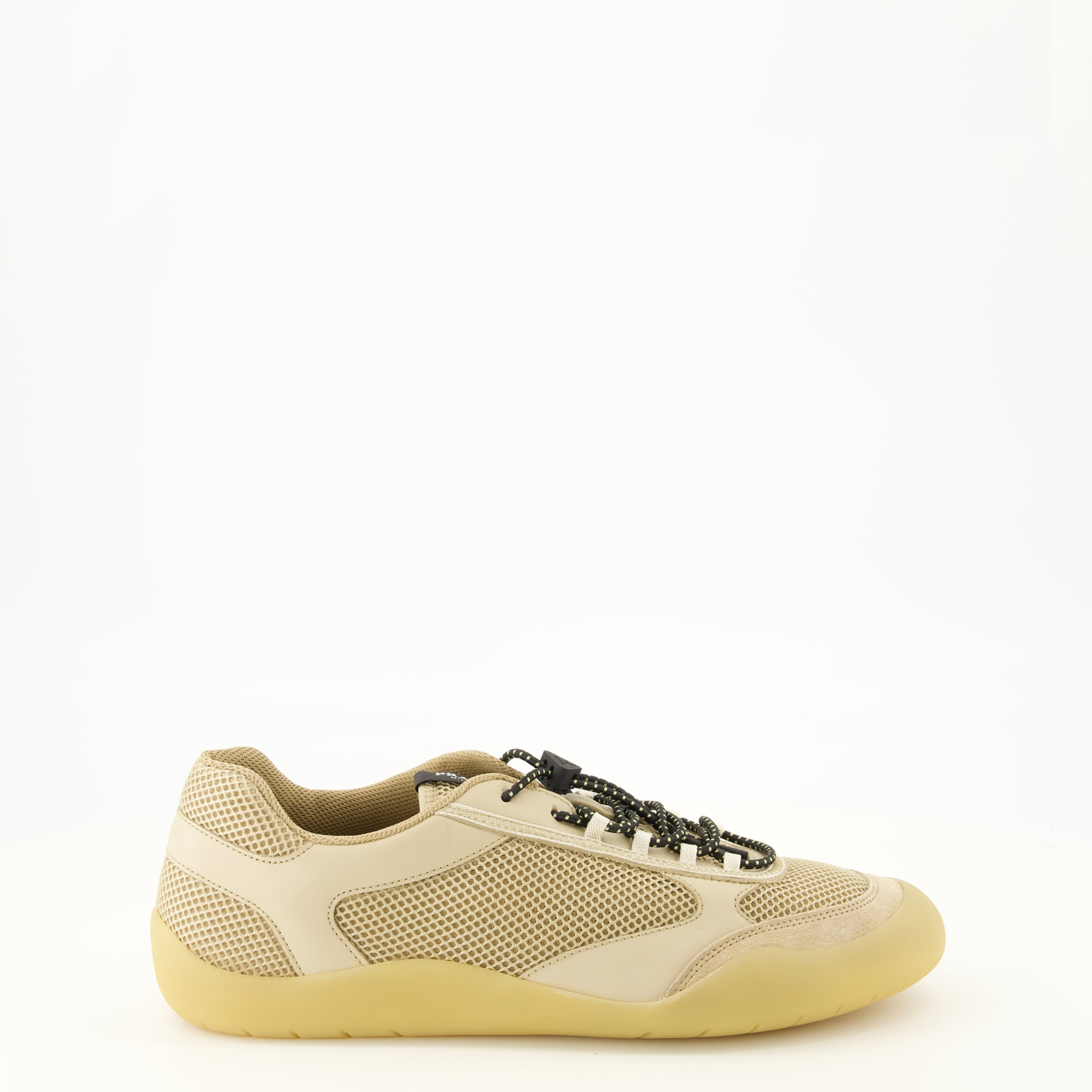 Baskets 스피드록 베이지 가죽 및 메시 스니커즈 Prada Beige Homme