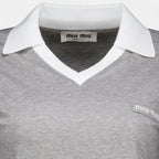 Maille Polo en jersey gris Miu Miu Gris Femme