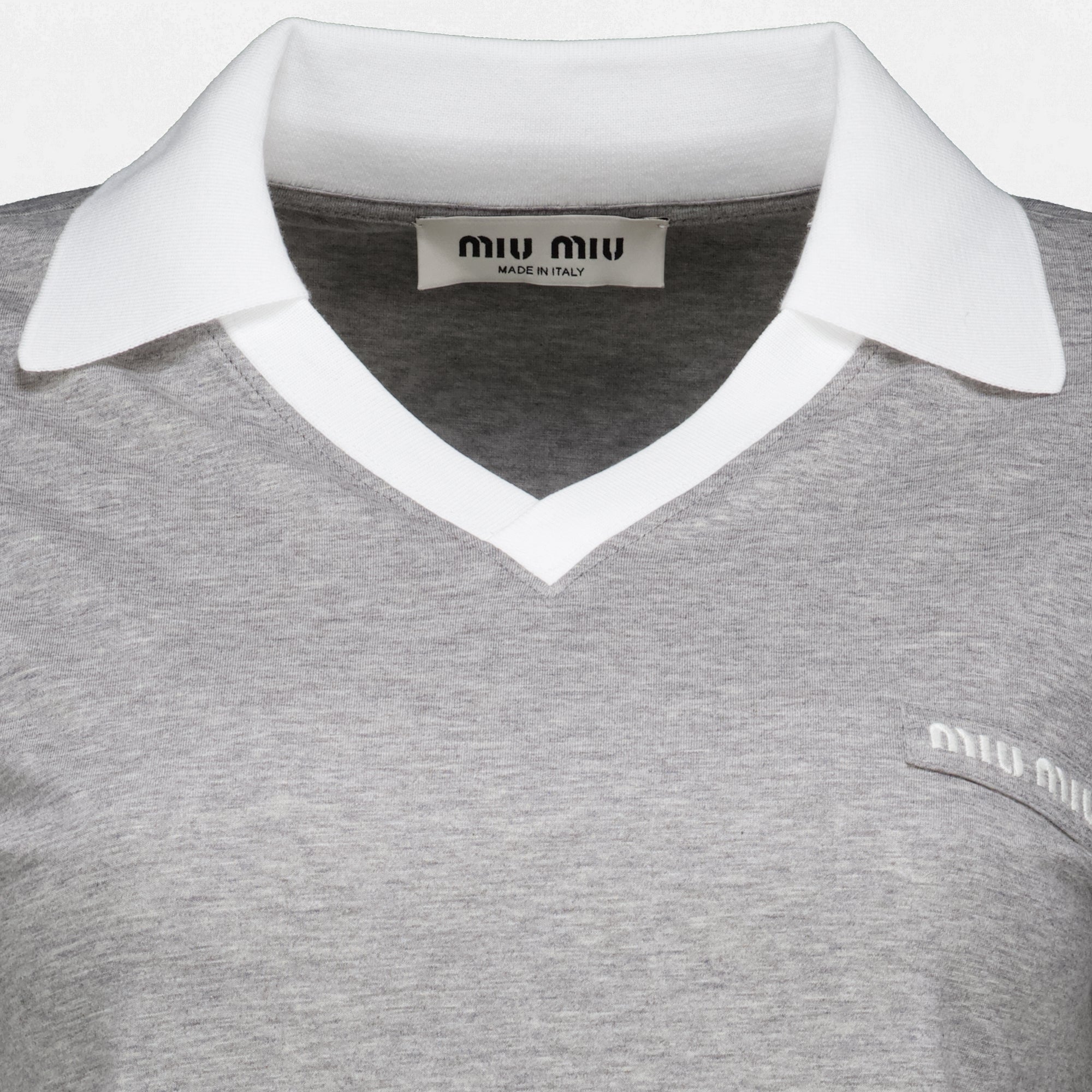 Maille Polo en jersey gris Miu Miu Gris Femme
