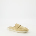 Chaussures ouvertes Mules en cuir velours Prada Beige Femme