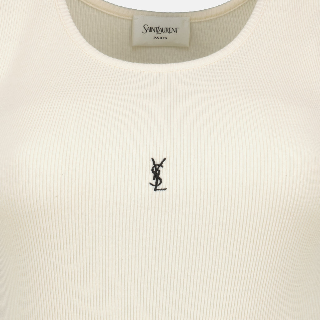 Immagine del top beige Cassandre del marchio Saint Laurent per donne - Stagione Primavera-Estate 2026 - Vista Dettagliata_2