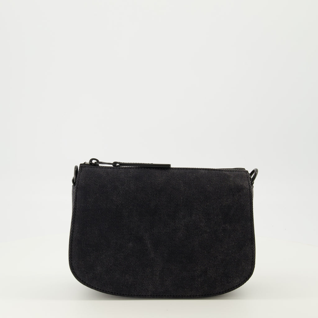 Immagine della borsa 1DR in pelle nera e denim del marchio Diesel per Unisex - Stagione Primavera-Estate 2026 - Vista Posteriore